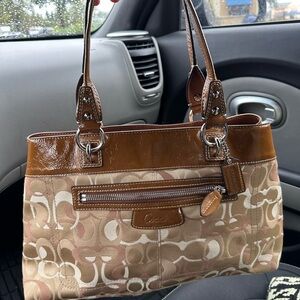 Coach Brown and Tan Shoulder Bag